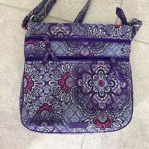 Vera Bradley Lilac Tapestry Triple Zip Hipster Crossbody
